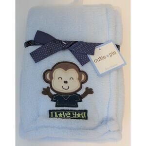 Cutie Pie Baby Blanket Happy Money Color Baby Blue 30"x30" NWT